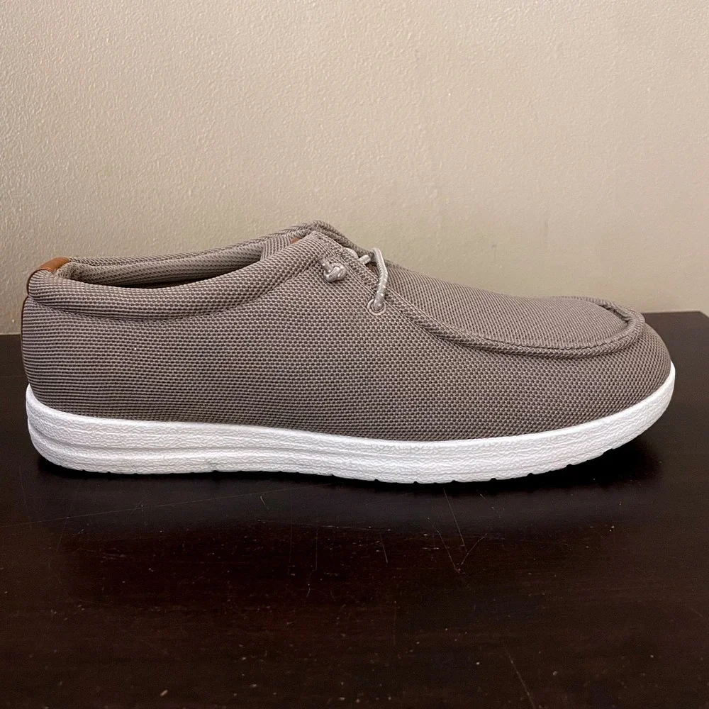 Old Navy Mens Knit Boat Shoes Taupe Brown Slip On Moc Toe Loafers Size‎ 9